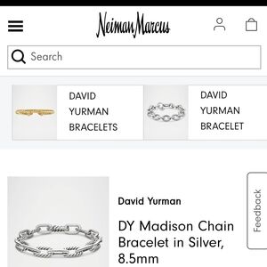 David Yurman Silver Chain Bracelet- Brand New